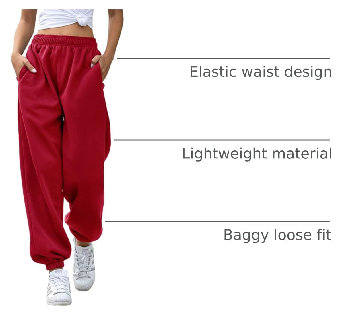 Baggy Sweatpants High Waisted Fleece Cotton Sweat Pants for women