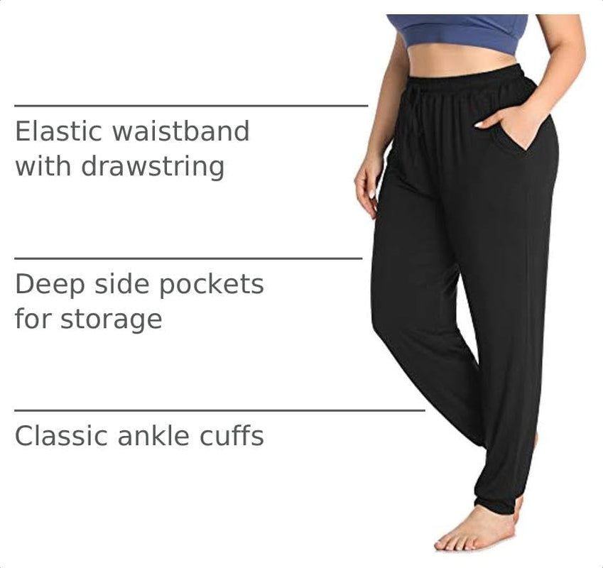 Women'S plus Size Casual Lounge Yoga Pants Comfy Relaxed Joggers Pants Drawstring with Pockets