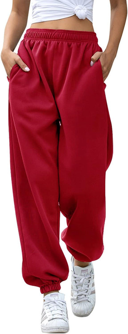 Baggy Sweatpants High Waisted Fleece Cotton Sweat Pants for women