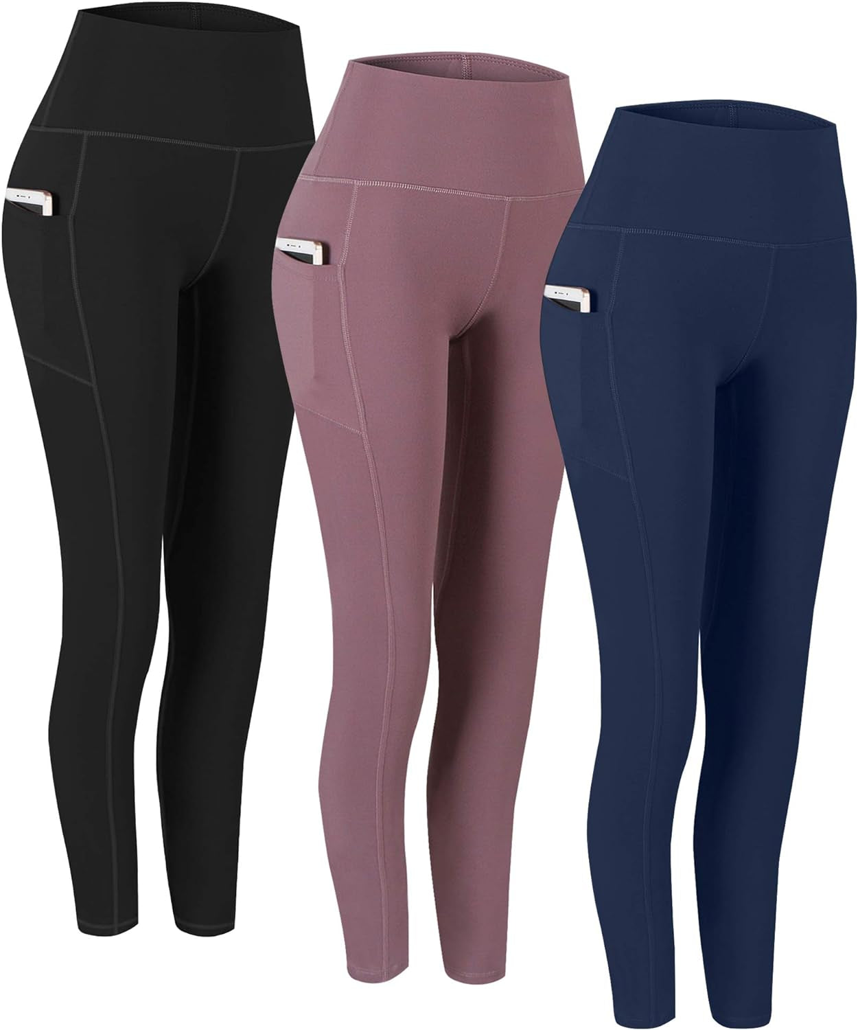 2 Pack High Waist Yoga Pants with Pockets Workout Leggings Women