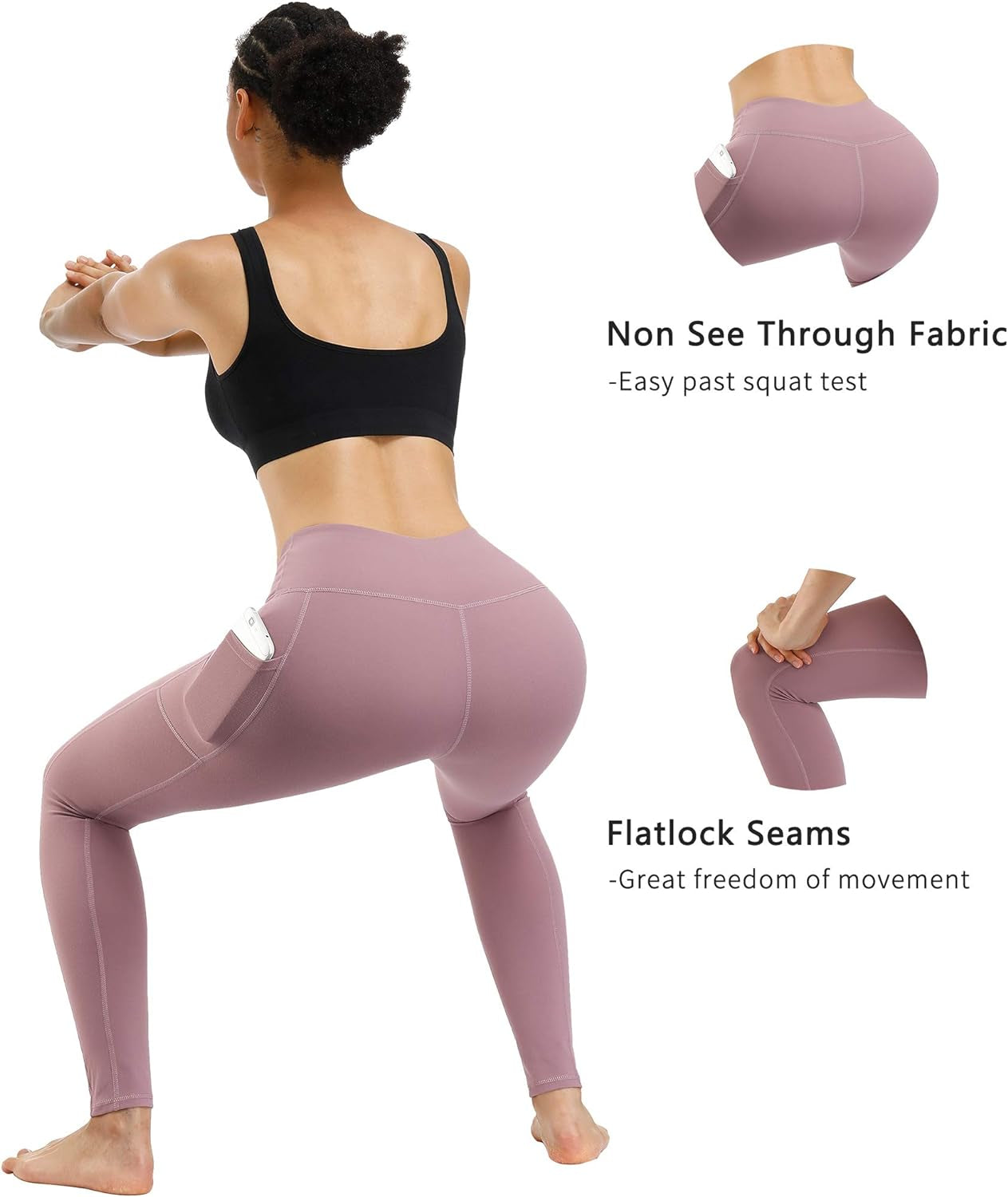 2 Pack High Waist Yoga Pants with Pockets Workout Leggings Women