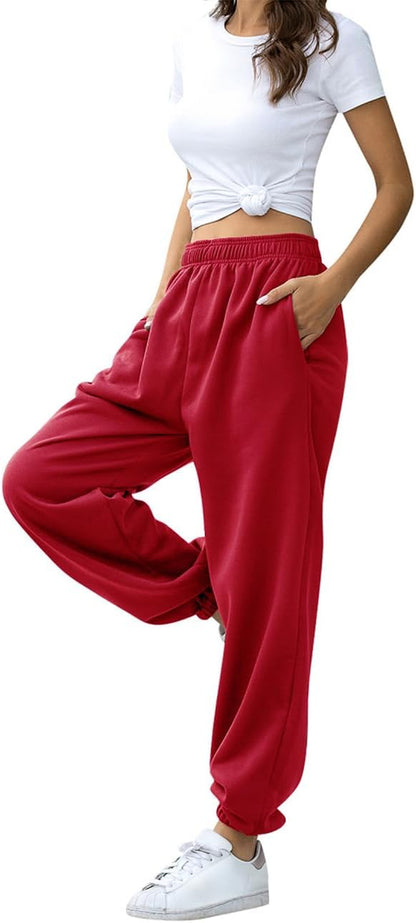 Baggy Sweatpants High Waisted Fleece Cotton Sweat Pants for women